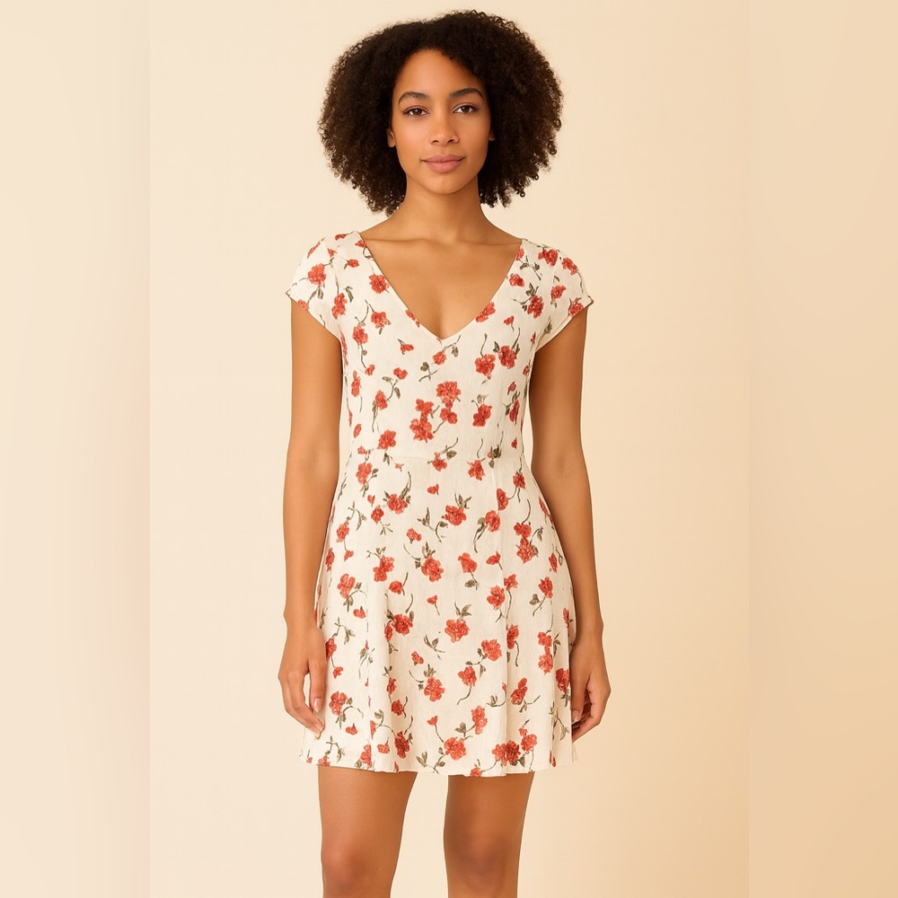 Reformation Açaí White and Red Floral Mini Dress